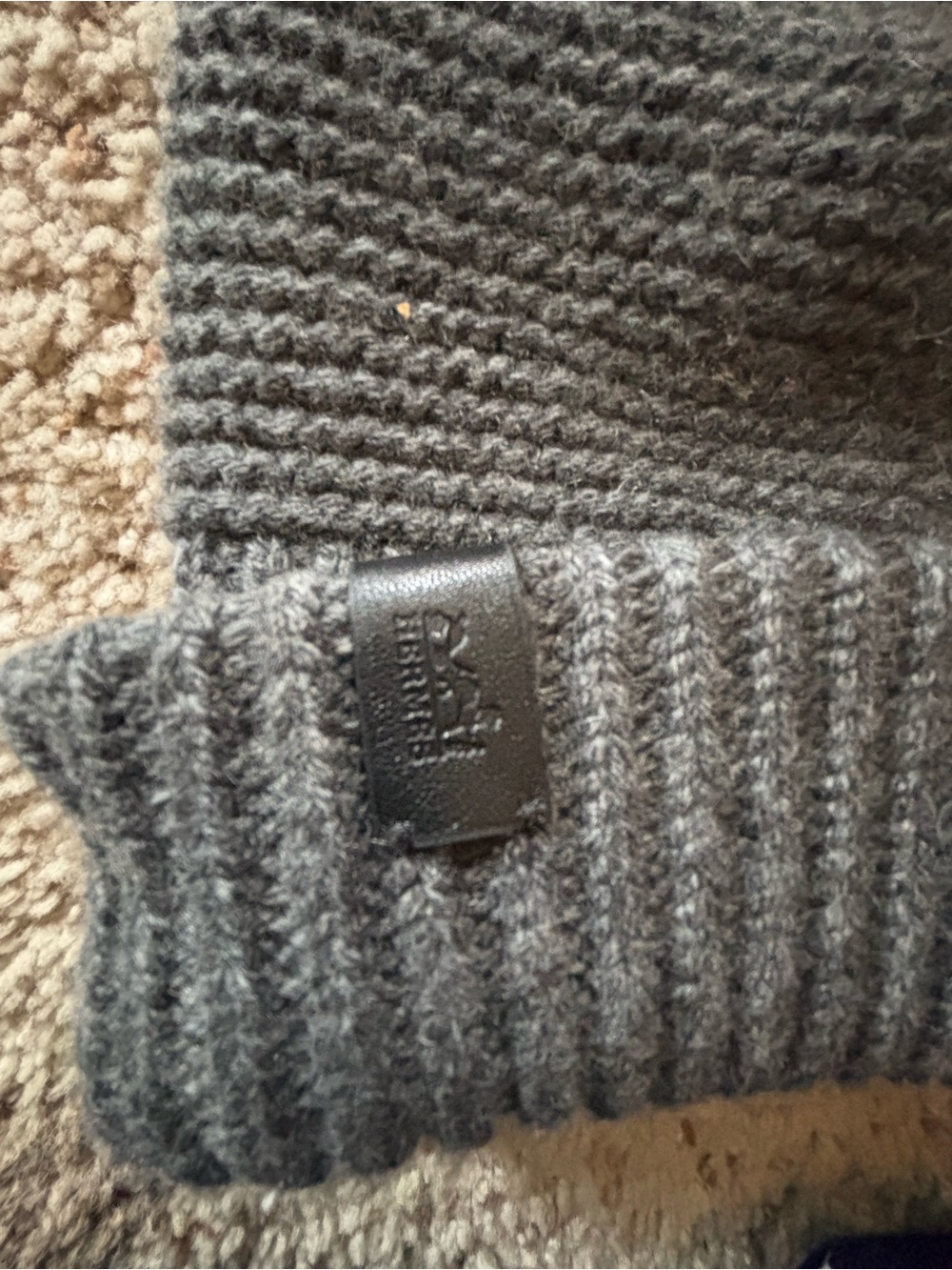 Hermes Gray Cashmere Beanie Hat with Leather Accents Men's Small - Picture 2 of 8